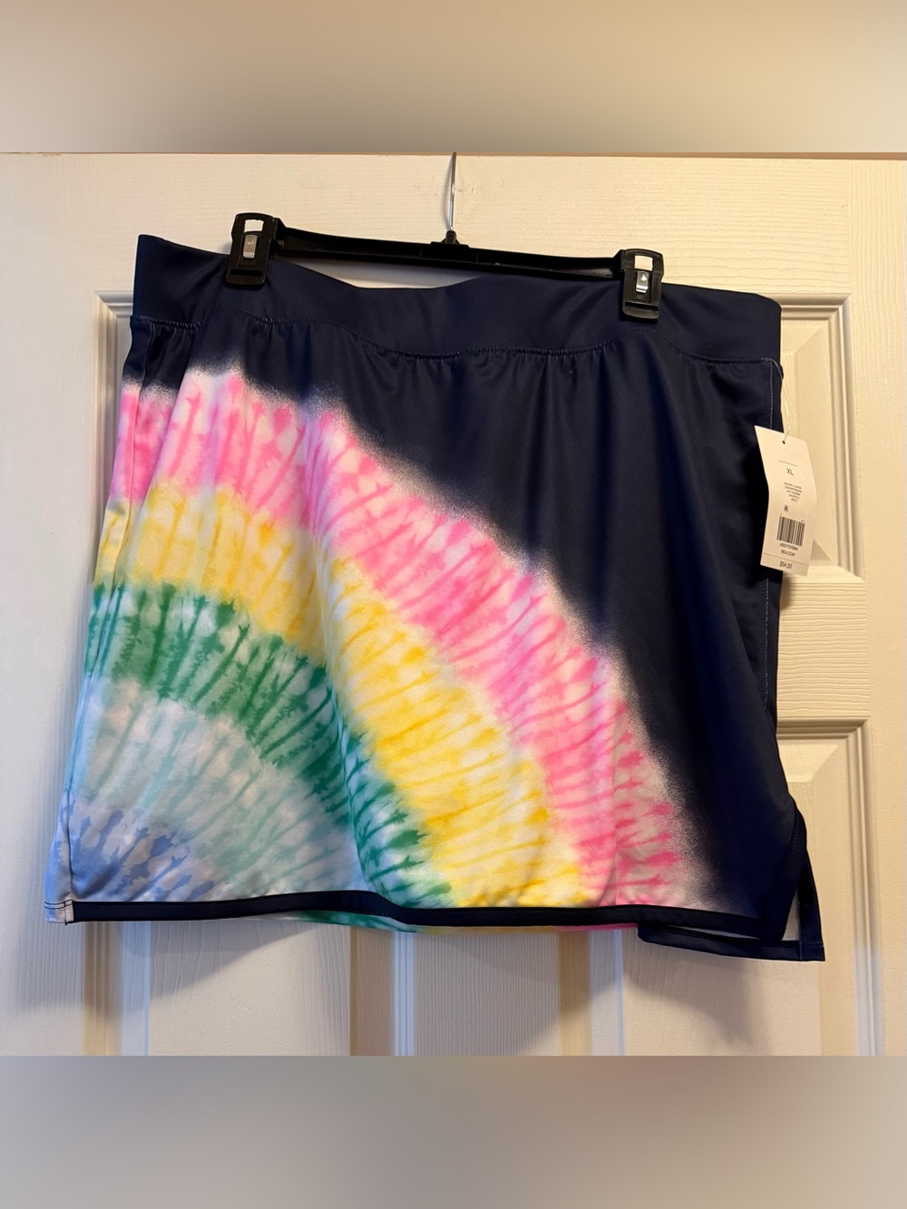 crown & ivy Navy Tie-Dye Swim Skort with Pink, Yellow & Green Shade size XL NWT